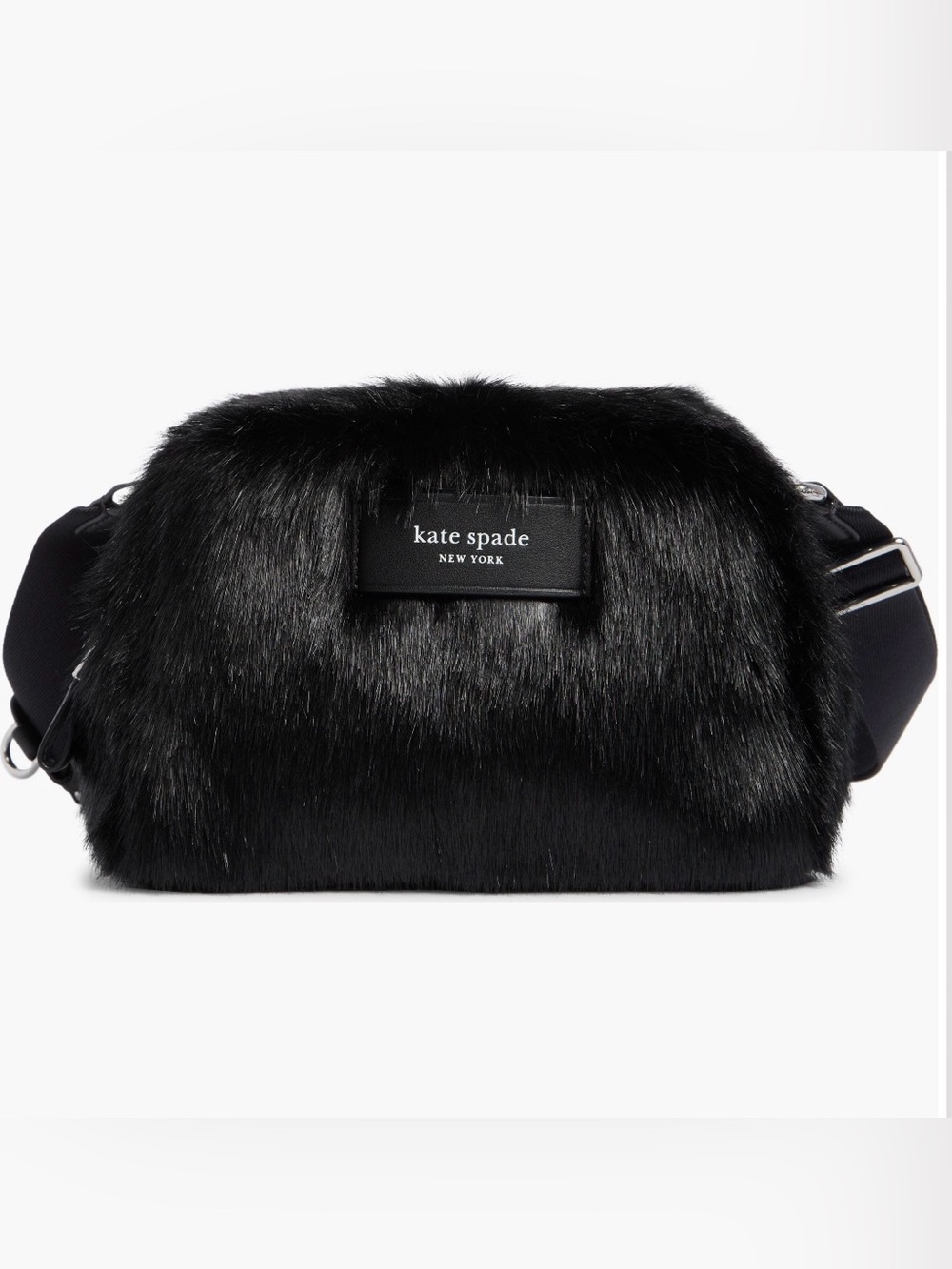 kate spade Black Faux-Fur Crossbody Pouch
